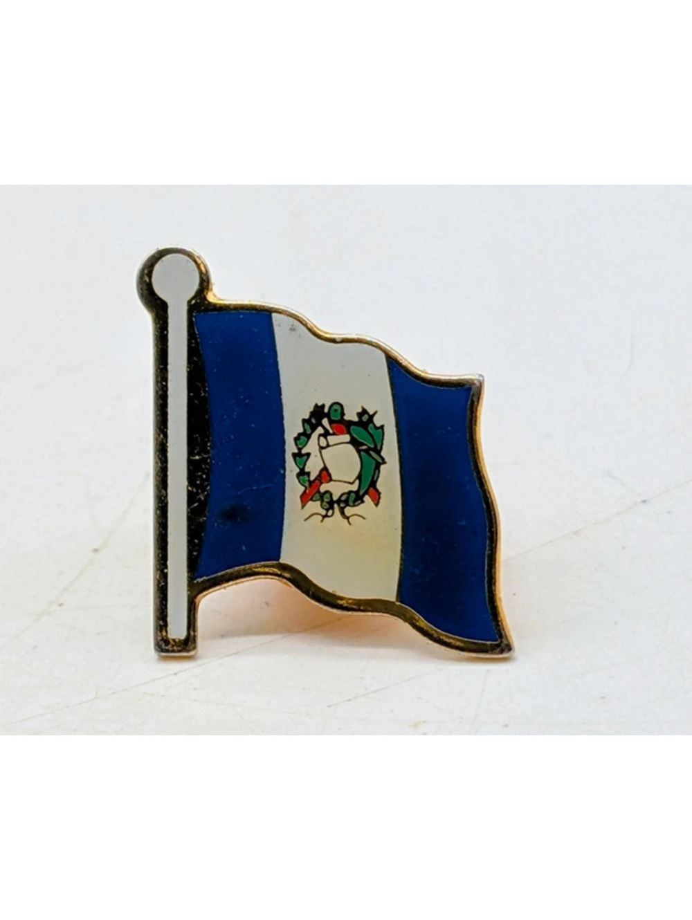 1990s Guatemala Flag Enamel Lapel Pin Gold Tone Waving Flag